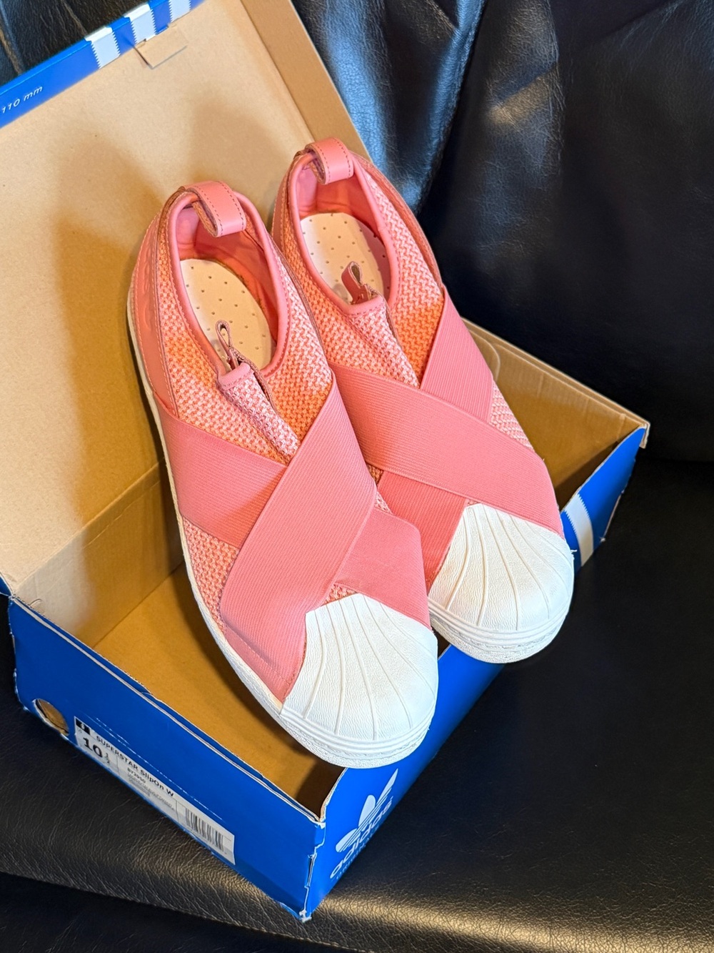 adidas Coral Pink Superstar Slip-On Sneakers with White Shell Toe
